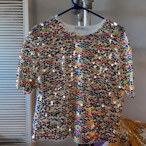 Zara sparkly rainbow sequin t-shirt